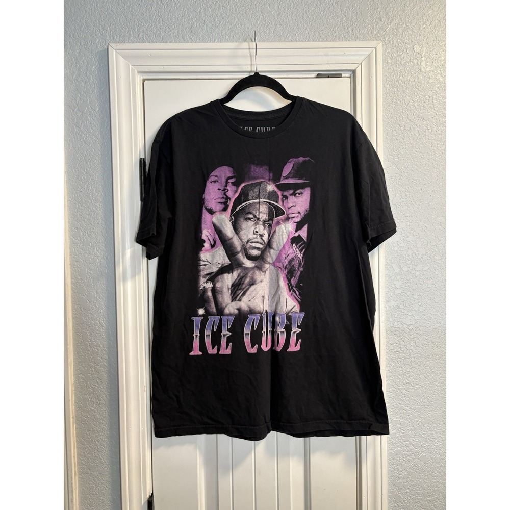 Ice Cube Graphic T-Shirt Mens Large Black Tour Dates Hip Hop Rap‎ Concert Tee